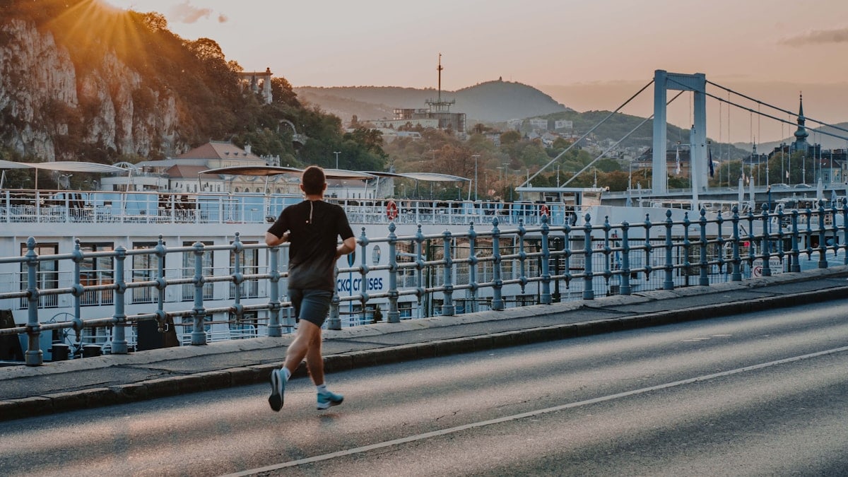 a man running on a road